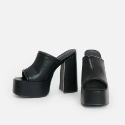 Balsa Black Heeled Mules