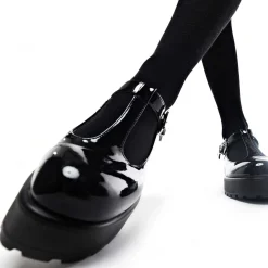 Black Patent Chunky Platform Mary Jane Shoes