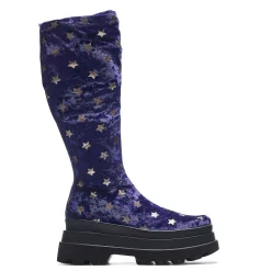 Celestial Dusk Trident Velvet Long Boots - Spellbound Purple | Koi