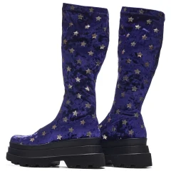 Celestial Dusk Trident Velvet Long Boots - Spellbound Purple | Koi