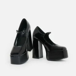 Darkbloom Black Patent Platform Heels