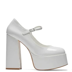 Darkbloom White Patent Platform Heels