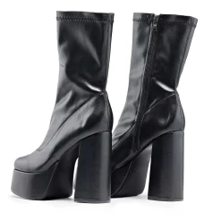 Delano Men'S Black Platform Heeled Boots