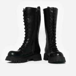 Deltora Black Lace Up Long Boots