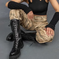 Deltora Black Lace Up Long Boots