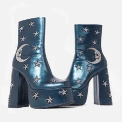 Dreams Of Mooncraft Teal Heeled Boots