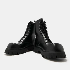 Gimli Men'S Black Square Toe Lace Up Boots