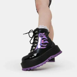 Helios Purple Hologram Flame Boots