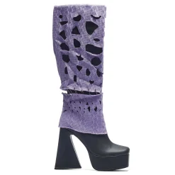 Jam Monster Heeled Long Boots - Purple