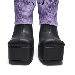 Jam Monster Heeled Long Boots - Purple
