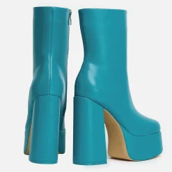 Lexus Steel Blue Platform Heeled Boots