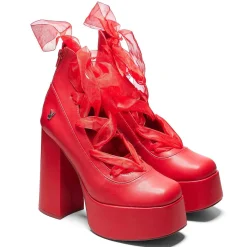 Playboy Infidelity Red Lace Up Heels | Playboy X Koi Collection