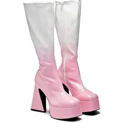 Raspberry Ripple Heeled Long Boots