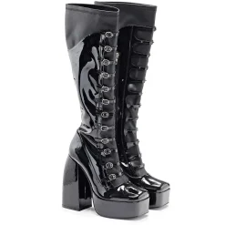 Ritual State Patent Long Boots - Black | Koi Footwear