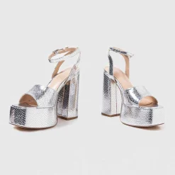 Shonen Silver Lizard Platform Heels