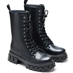Siren Tall Lace Up Boots - Black