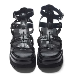The Divine Destruction Spiked Chunky Sandals - Black