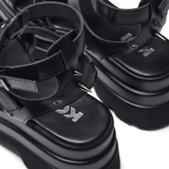 The Divine Destruction Spiked Chunky Sandals - Black