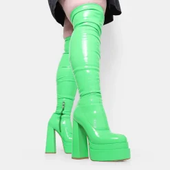 The Redemption Green Stretch Thigh High Boots