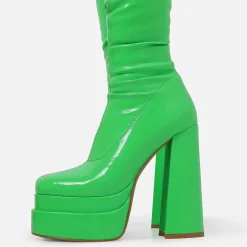 The Redemption Green Stretch Thigh High Boots