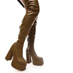 The Redemption Plus Size Thigh High Boots - Khaki