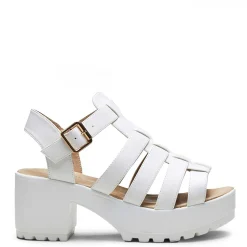 White Chunky Platform Cleated Strappy Sandals